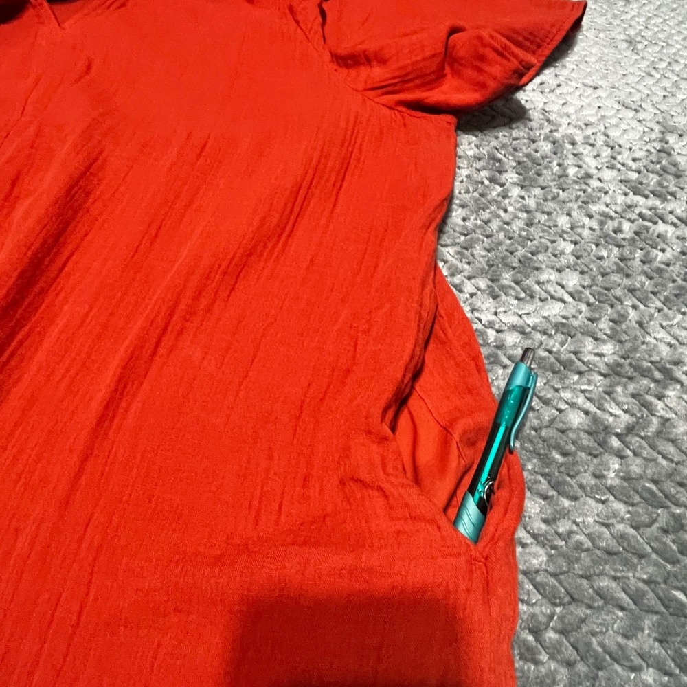 Old Navy Shift‎ Dress Burnt Orange Cotton Gauze Ruffle Neck 100% Cotton Size XL - Picture 3 of 7